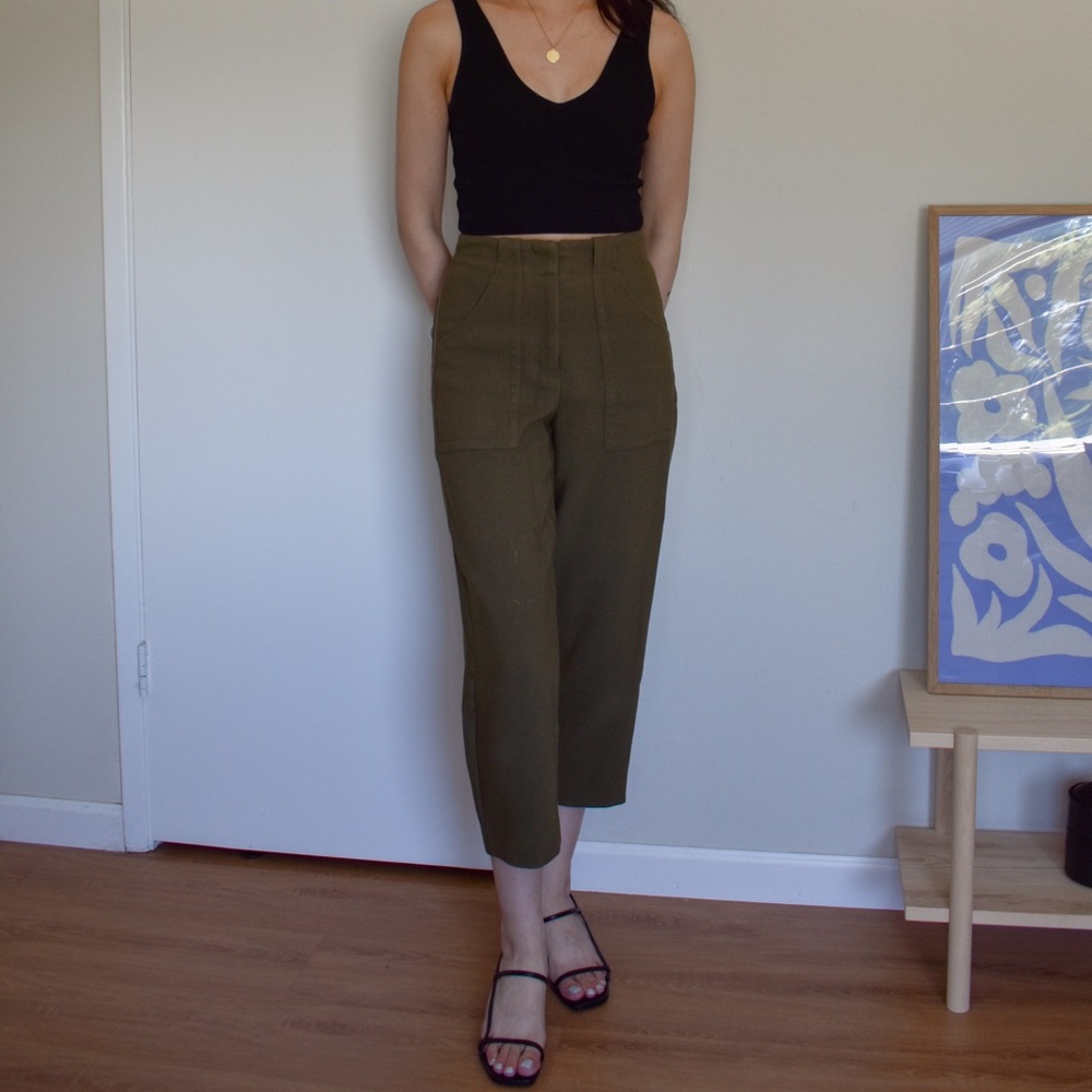 Frank and Oak The Utility Alice Straight Pant in Dark Olive